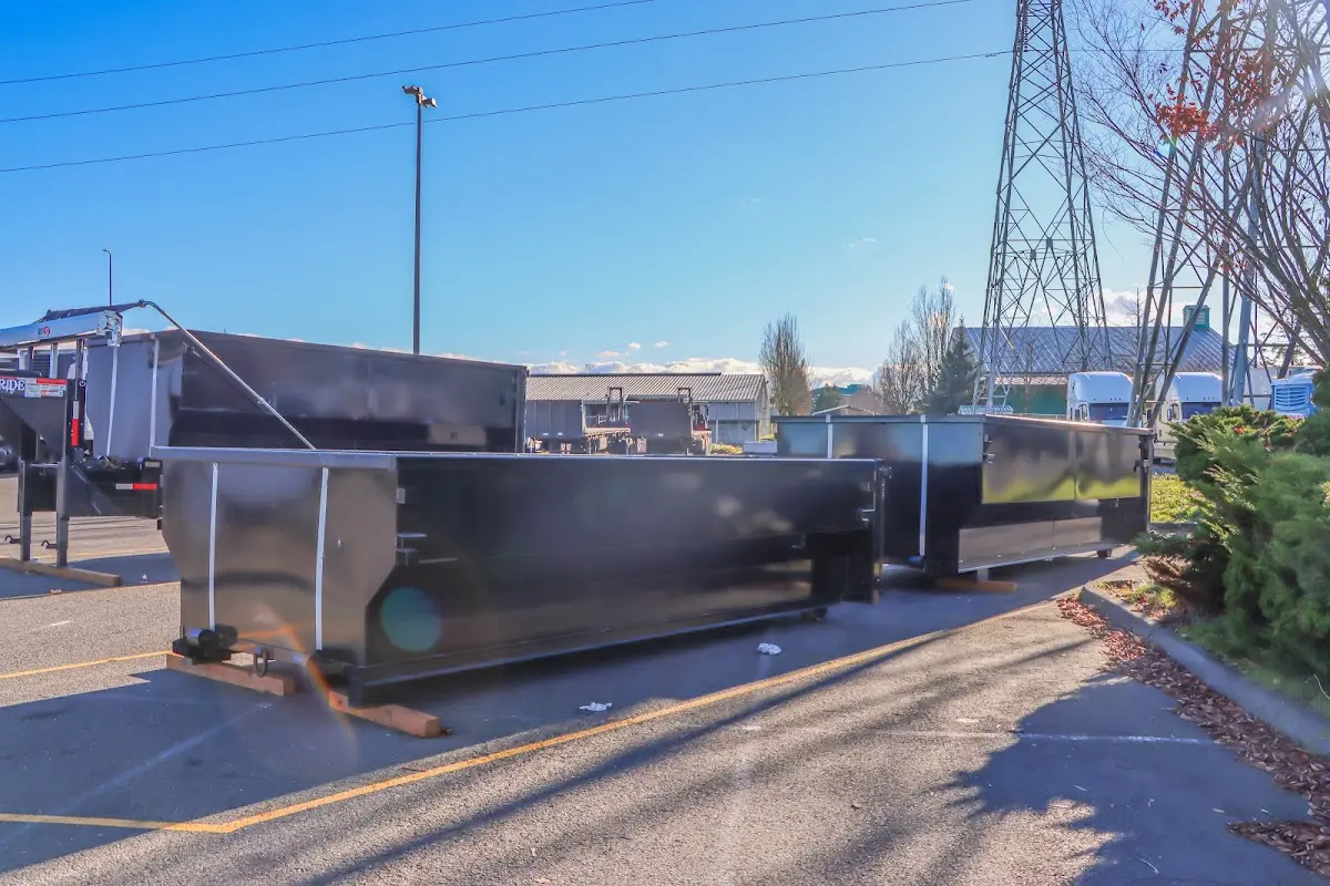 Roll-off dumpster ready for waste disposal at job site for 6 Yard Dumpster Rental in Weehawken